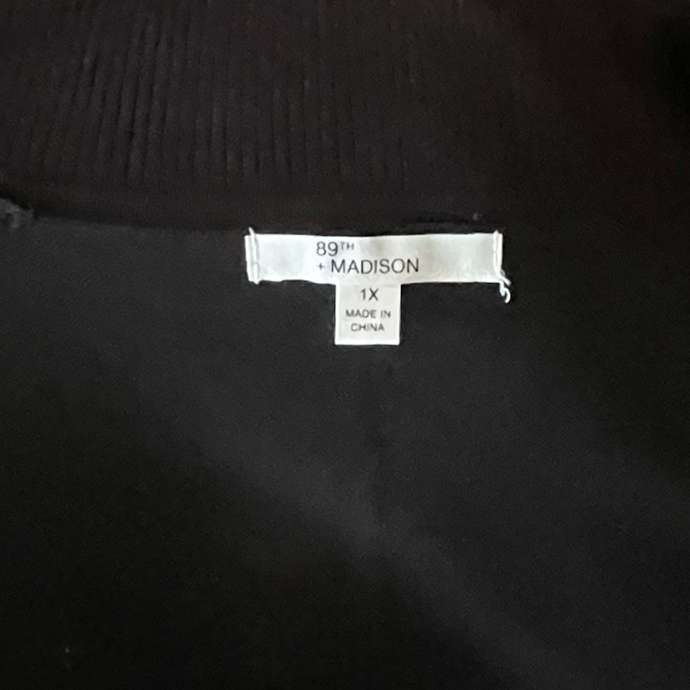 89th + MADISON Sweater Shrug Shawl Collar Short Sleeve Knit Black Size 1X - Picture 5 of 10
